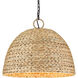 Rue 5 Light 21 inch Matte Black Pendant Ceiling Light in Woven Sweet Grass